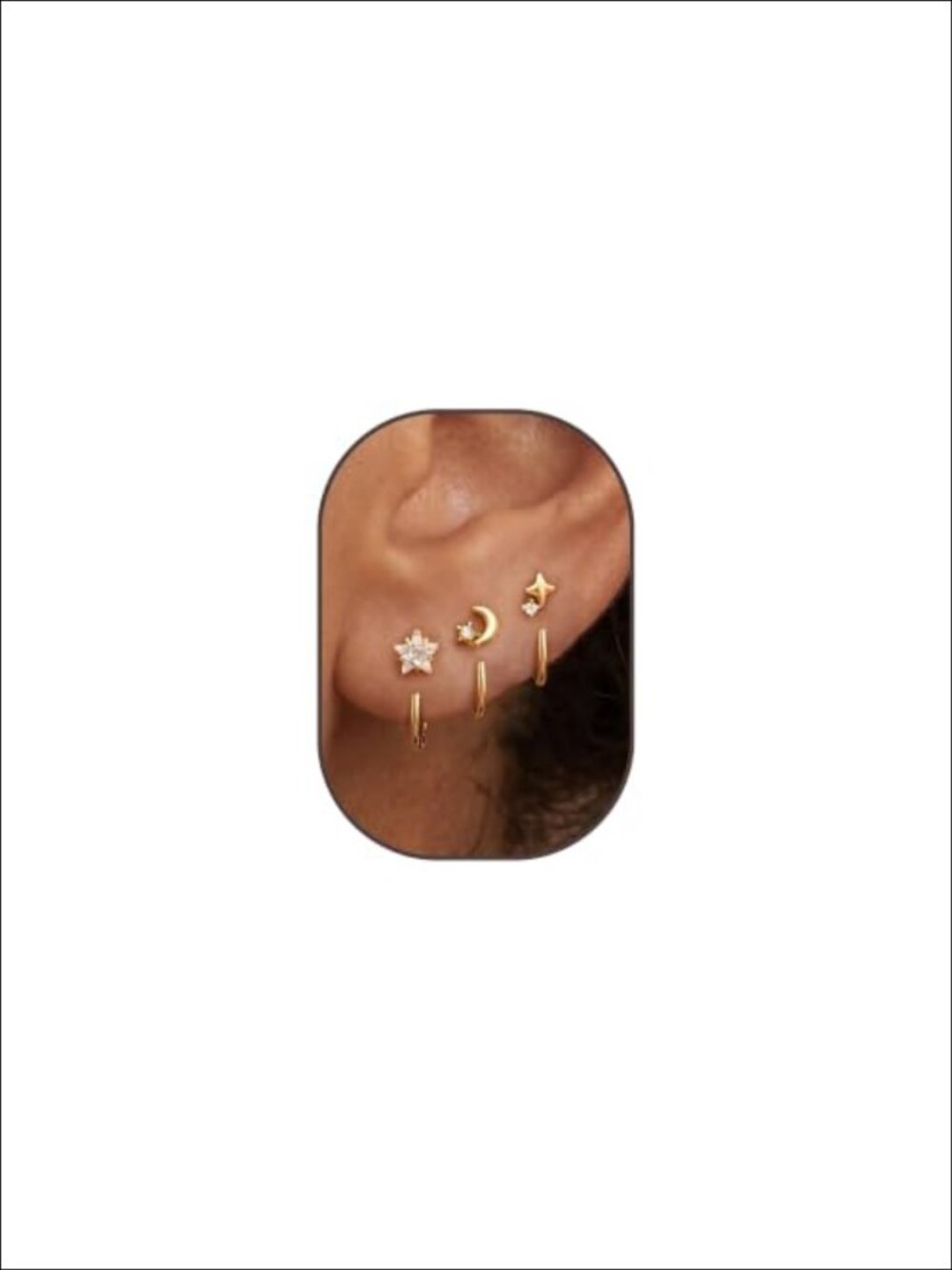 14k Gold Plated Half Hoop Earrings Backless Huggie Set 3 Pairs Hypoallergenic